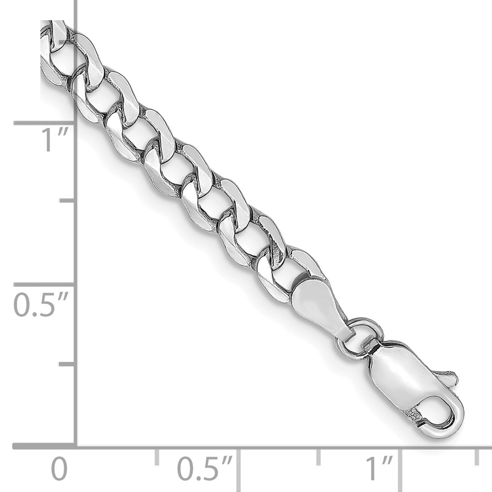 14K White Gold 7 inch 4.3mm Semi-Solid Curb with Lobster Clasp Bracelet (BC104-7)