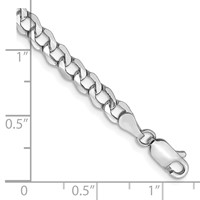14K White Gold 4.3mm Semi-Solid Curb Bracelet with Lobster Clasp, 7" view 3