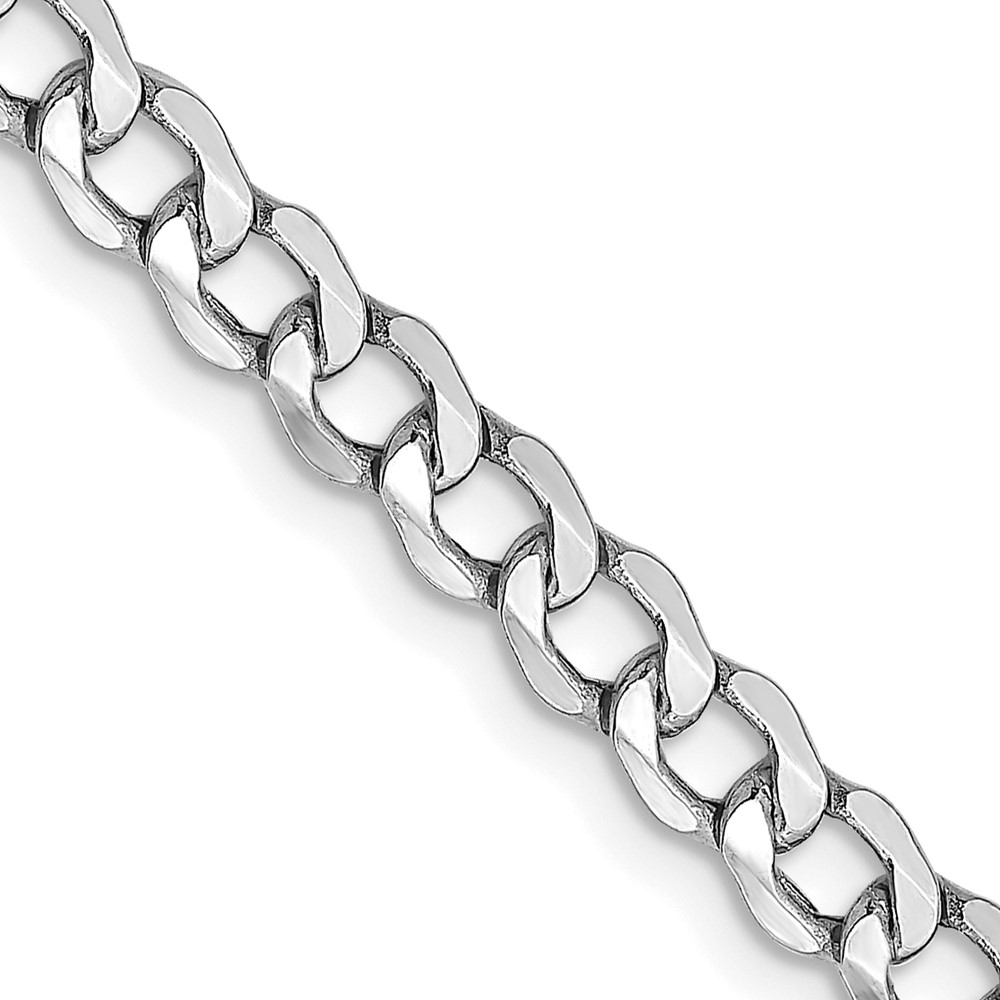 14K White Gold 26 inch 4.3mm Semi-Solid Curb with Lobster Clasp Chain (BC104-26)