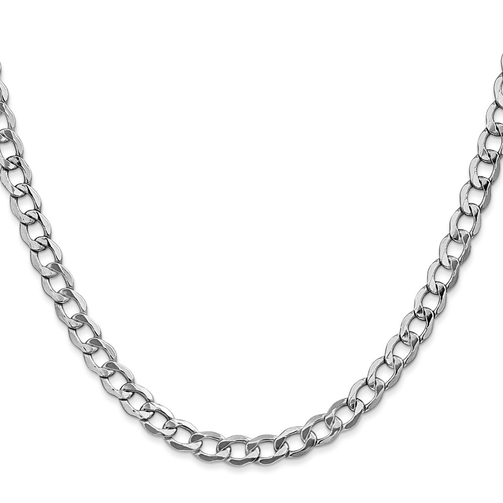 14K White Gold 26 inch 5.25mm Semi-Solid Curb with Lobster Clasp Chain (BC105-26)
