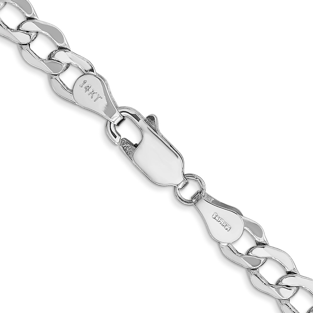 14K White Gold 26 inch 5.25mm Semi-Solid Curb with Lobster Clasp Chain (BC105-26)