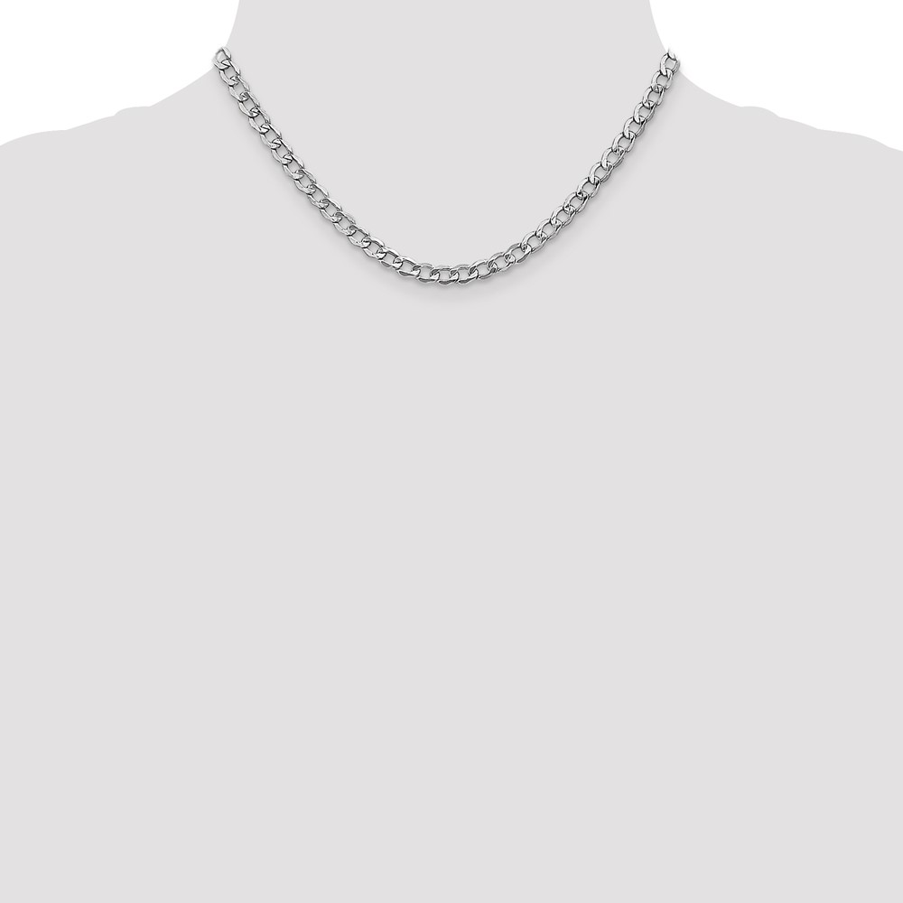 14K White Gold 16 inch 5.25mm Semi-Solid Curb with Lobster Clasp Chain (BC105-16)