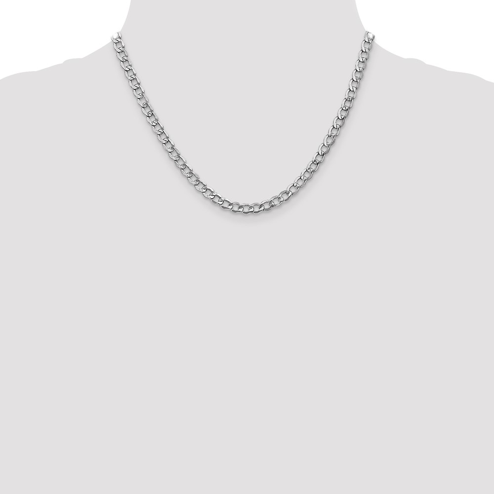 14K White Gold 18 inch 5.25mm Semi-Solid Curb with Lobster Clasp Chain (BC105-18)