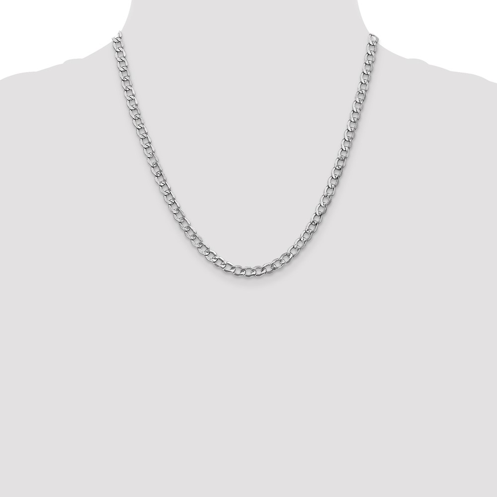14K White Gold 20 inch 5.25mm Semi-Solid Curb with Lobster Clasp Chain (BC105-20)