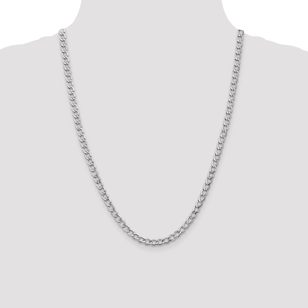 14K White Gold 24 inch 5.25mm Semi-Solid Curb with Lobster Clasp Chain (BC105-24)