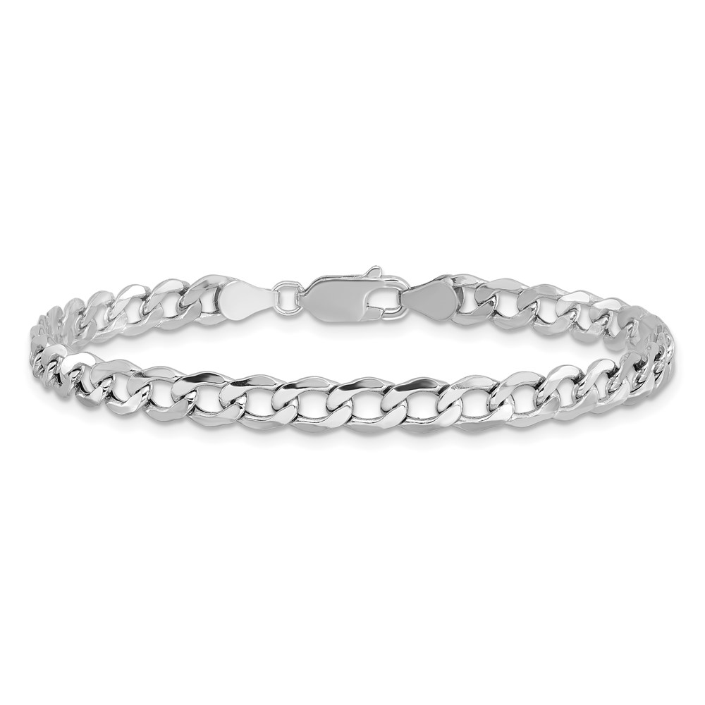 14K White Gold 7 inch 5.25mm Semi-Solid Curb with Lobster Clasp Bracelet (BC105-7)