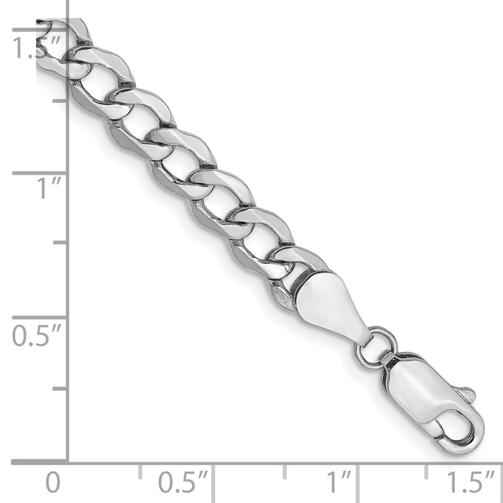 14K White Gold 7 inch 5.25mm Semi-Solid Curb with Lobster Clasp Bracelet (BC105-7)