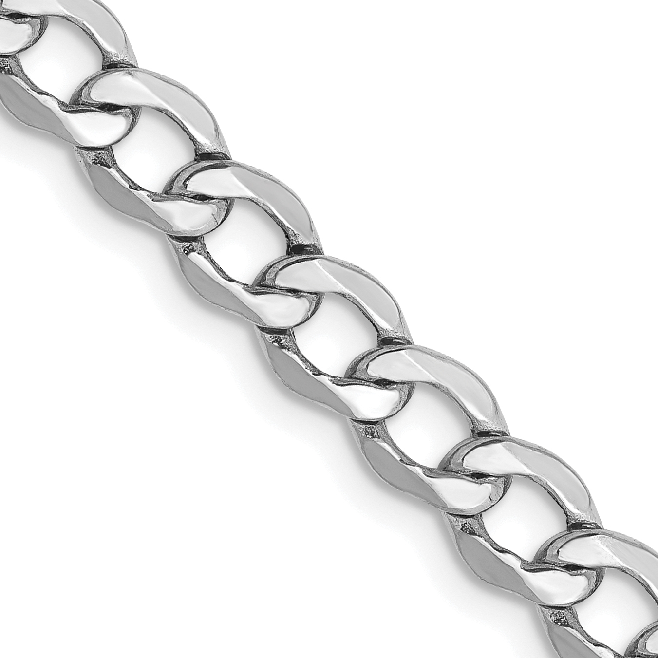 14K White Gold 26 inch 5.25mm Semi-Solid Curb with Lobster Clasp Chain (BC105-26)