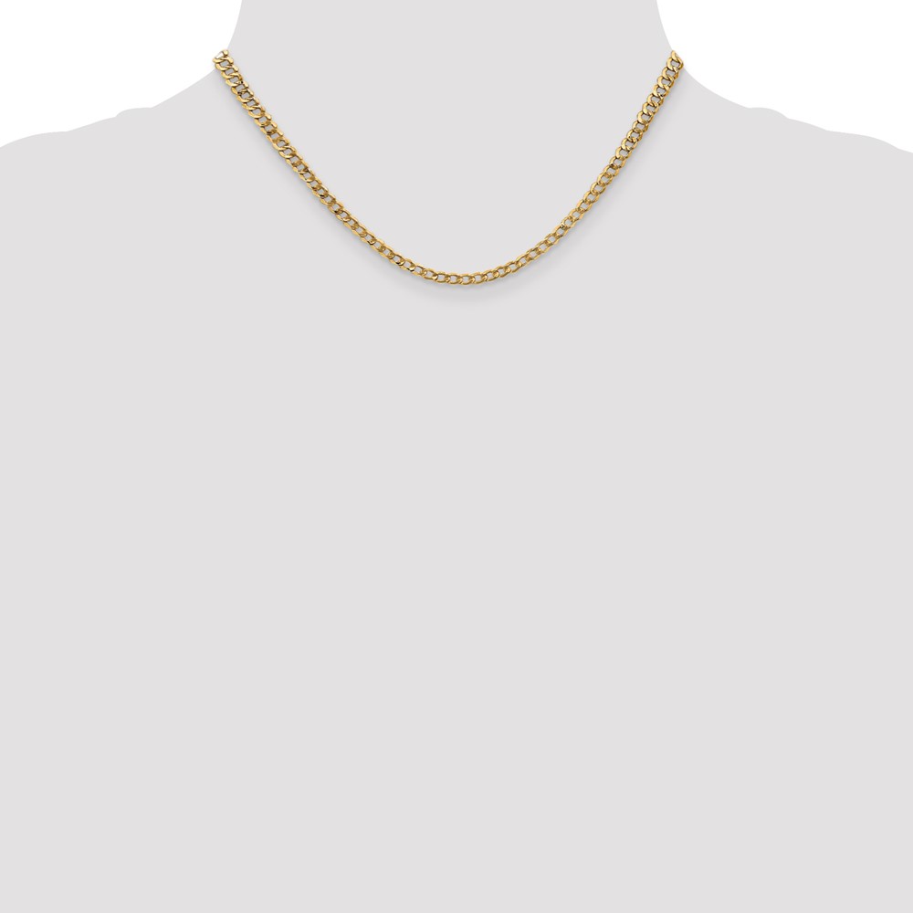 14K 16 inch 3.35mm Semi-Solid Curb with Lobster Clasp Chain (BC106-16)
