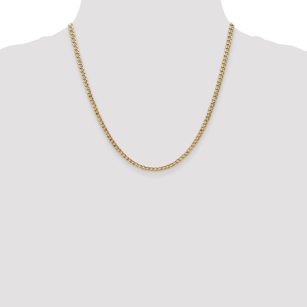 14K 20 inch 3.35mm Semi-Solid Curb with Lobster Clasp Chain (BC106-20)