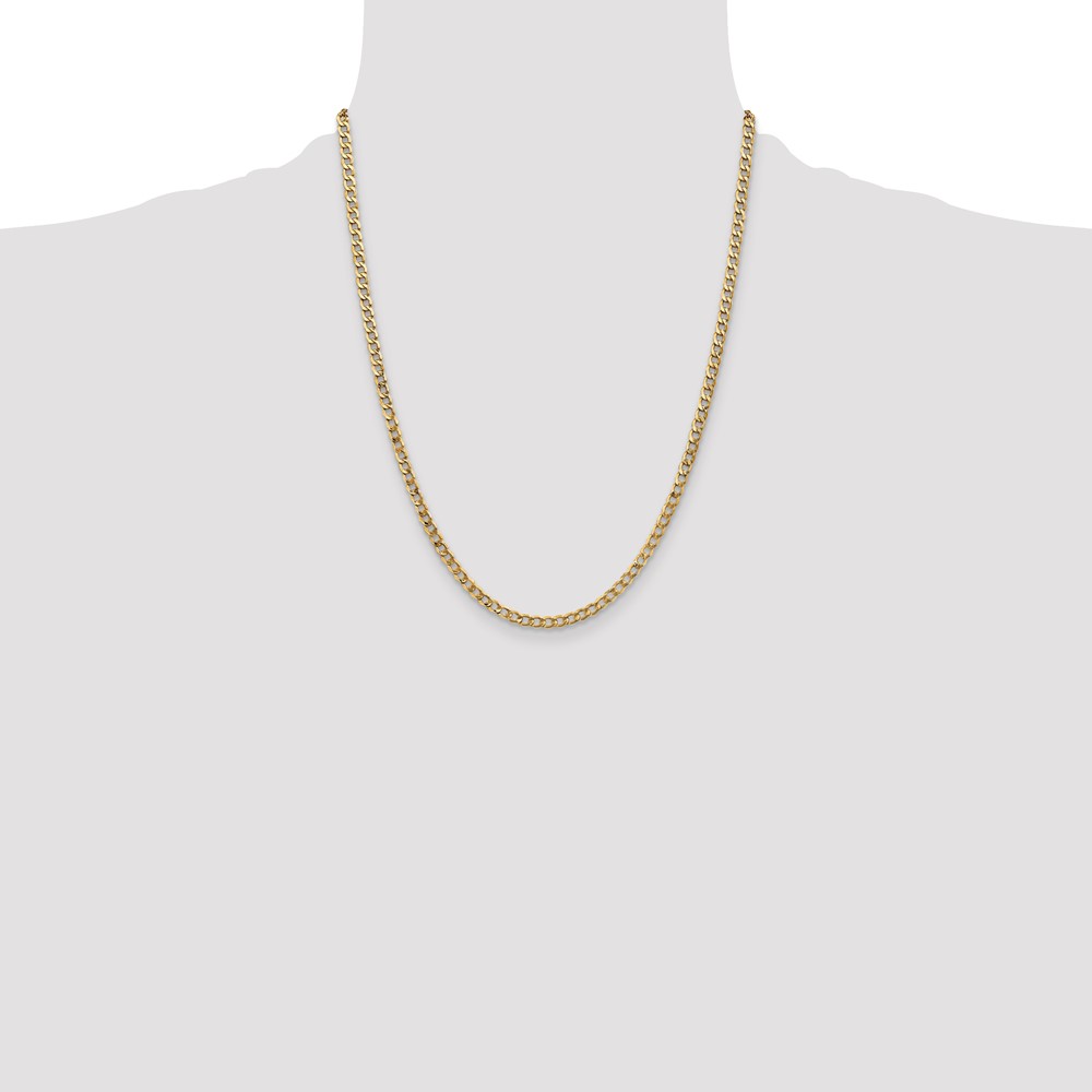 14K 22 inch 3.35mm Semi-Solid Curb with Lobster Clasp Chain (BC106-22)