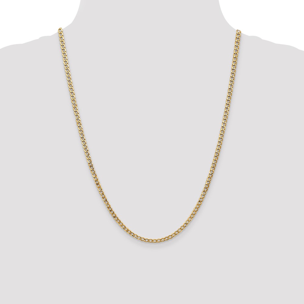 14K 24 inch 3.35mm Semi-Solid Curb with Lobster Clasp Chain (BC106-24)