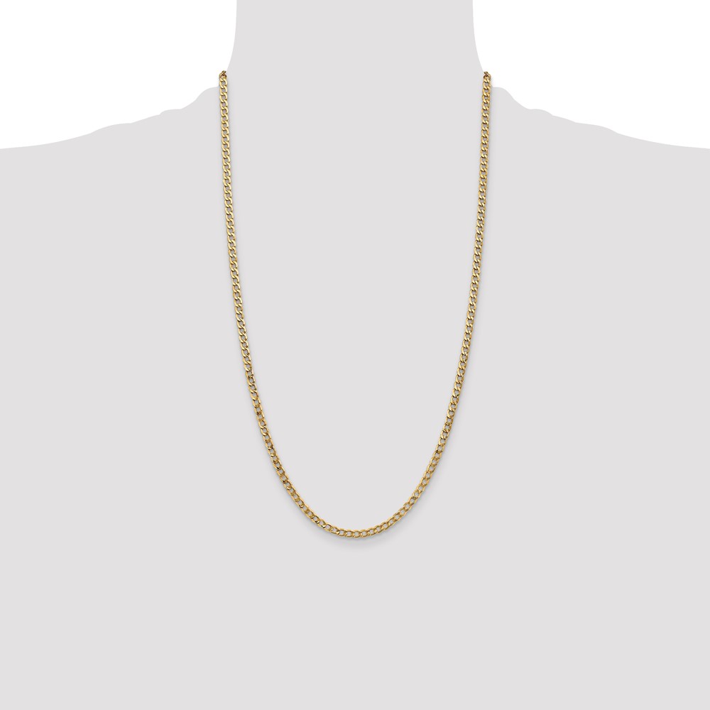 14K 26 inch 3.35mm Semi-Solid Curb with Lobster Clasp Chain (BC106-26)