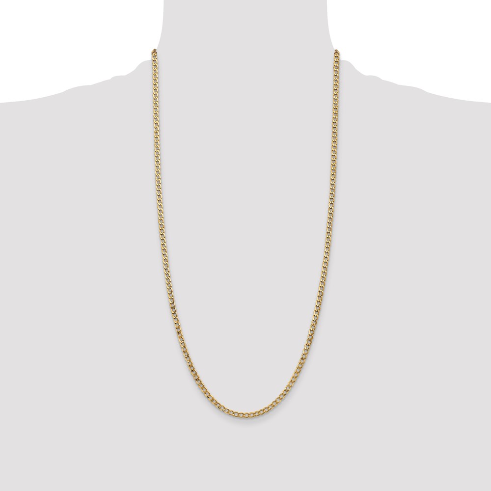 14K 28 inch 3.35mm Semi-Solid Curb with Lobster Clasp Chain (BC106-28)