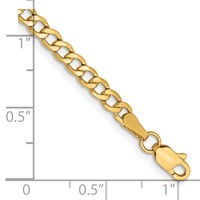 14K 3.35mm Yellow Gold Semi-Solid Curb Bracelet with Lobster Clasp, 7" view 2