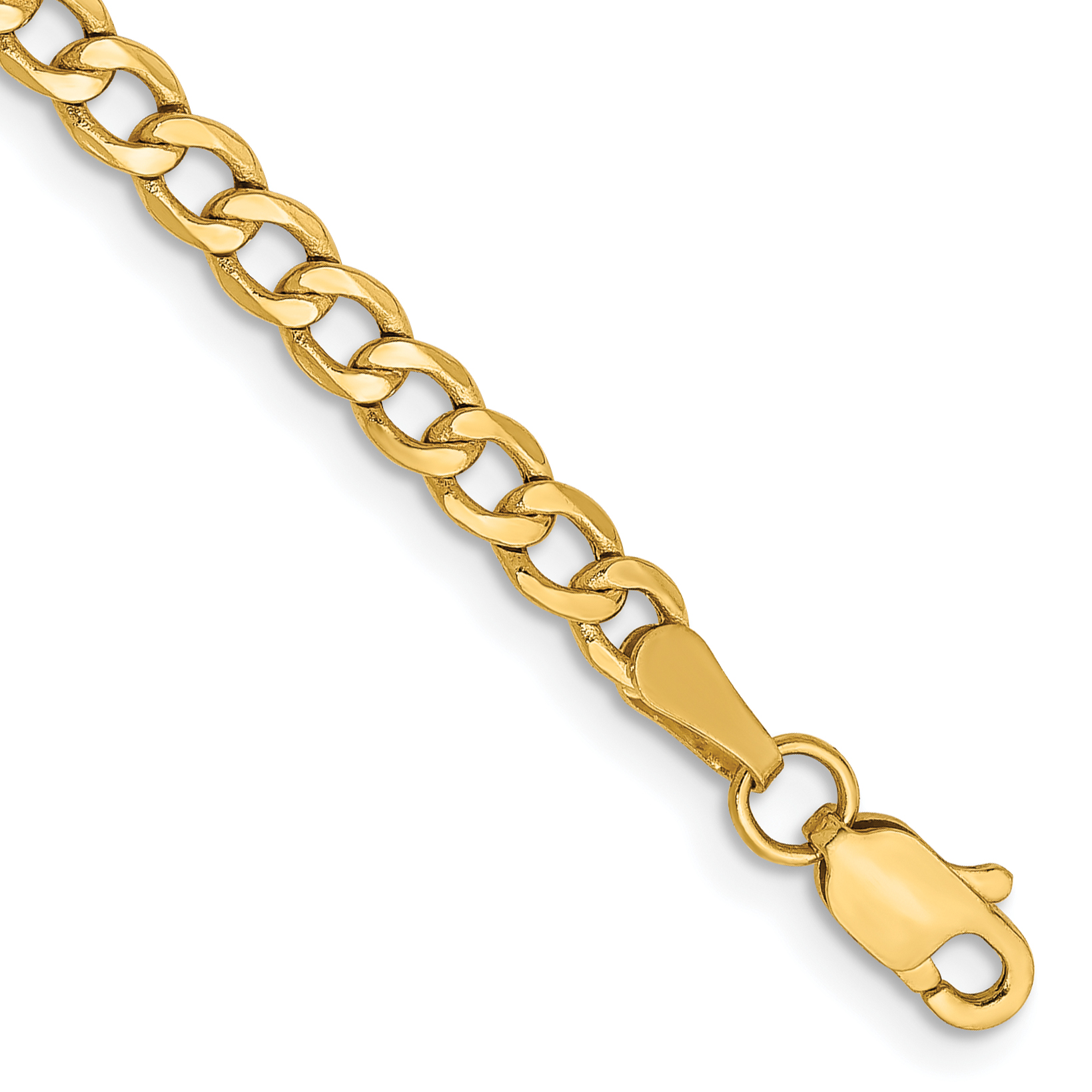 14K 7 inch 3.35mm Semi-Solid Curb with Lobster Clasp Bracelet (BC106-7)