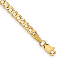 14K 3.35mm Yellow Gold Semi-Solid Curb Bracelet with Lobster Clasp, 7" view 1