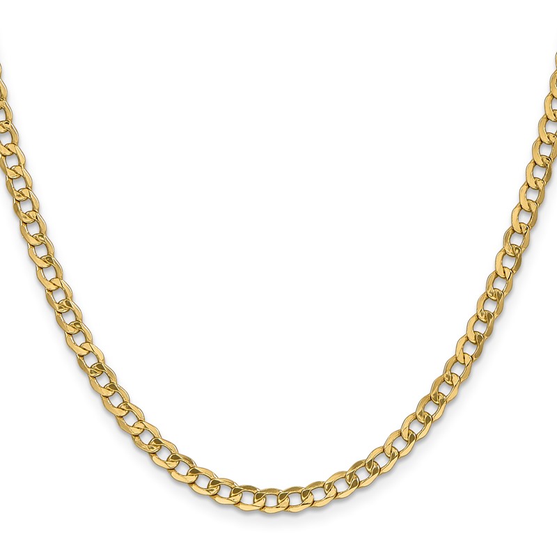 14K 22 inch 4.3mm Semi-Solid Curb with Lobster Clasp Chain