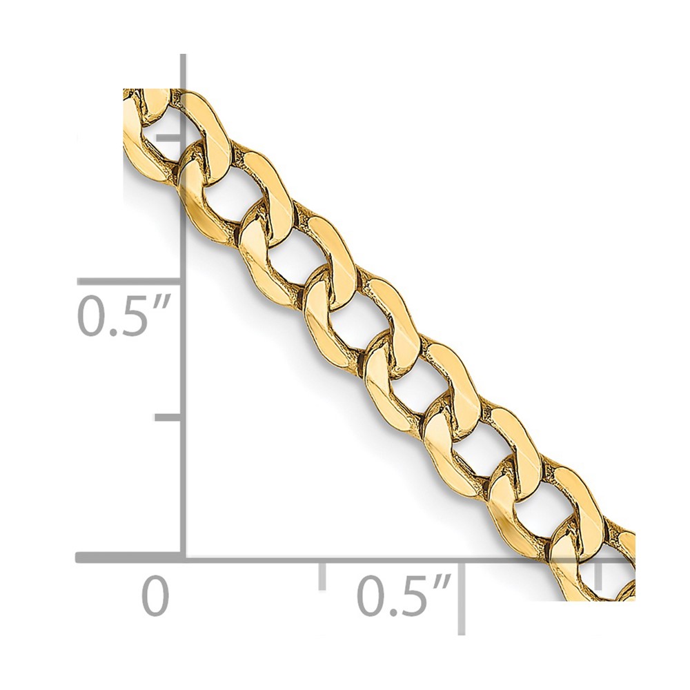 14K 10 inch 4.3mm Semi-Solid Curb with Lobster Clasp Anklet (BC107-10)