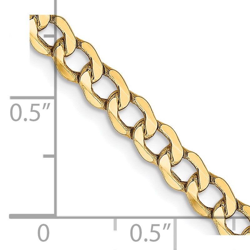 14K 10 inch 4.3mm Semi-Solid Curb with Lobster Clasp Anklet