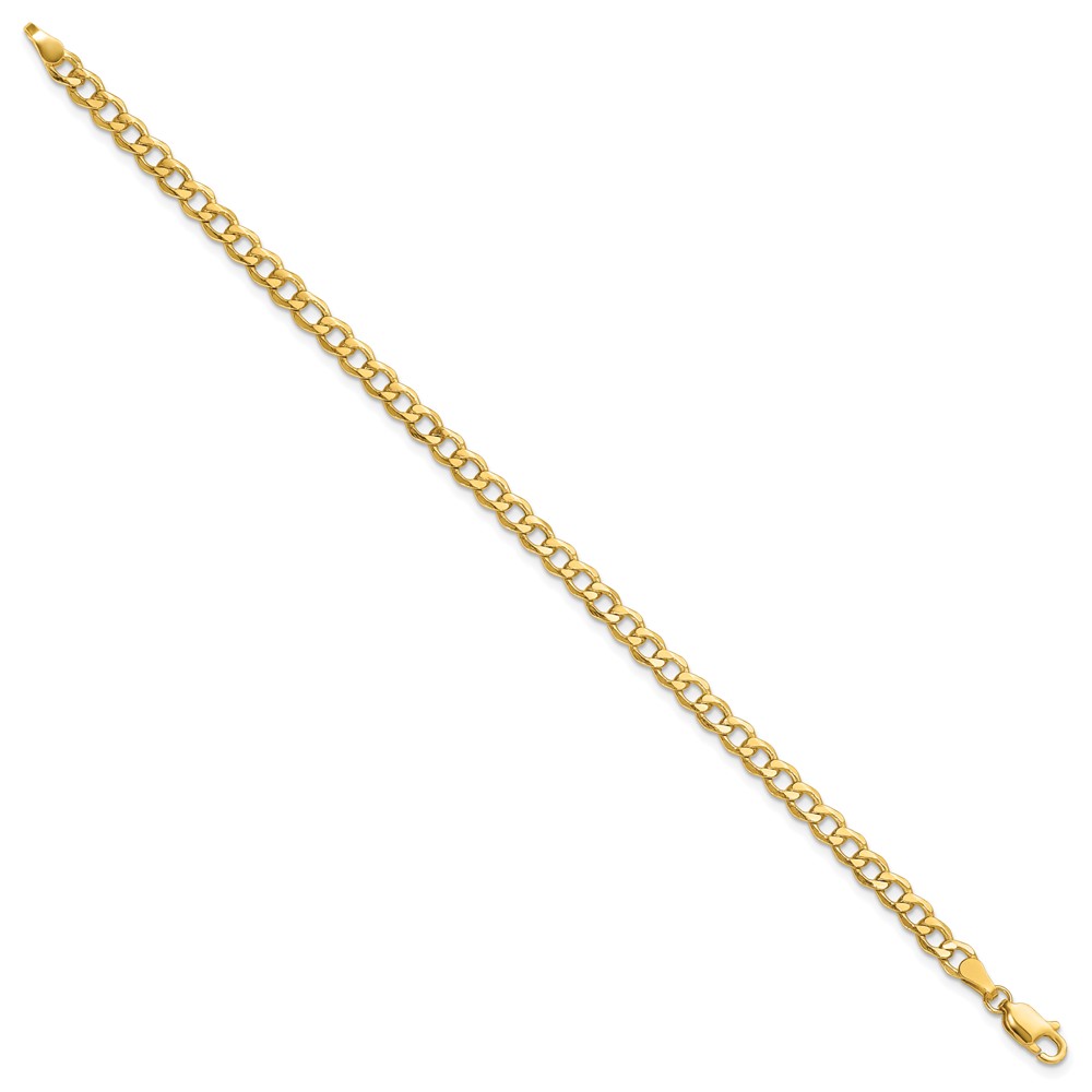 14K 7 inch 4.3mm Semi-Solid Curb with Lobster Clasp Bracelet (BC107-7)