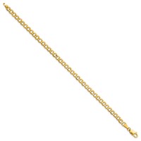 14K 4.3mm Yellow Gold Semi-Solid Curb Bracelet with Lobster Clasp - 7in view 2