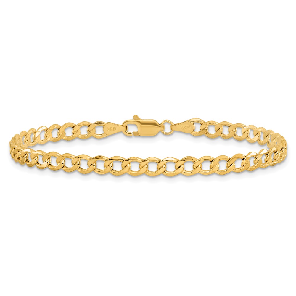 14K 7 inch 4.3mm Semi-Solid Curb with Lobster Clasp Bracelet (BC107-7)