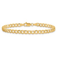 14K 4.3mm Yellow Gold Semi-Solid Curb Bracelet with Lobster Clasp - 7in view 4