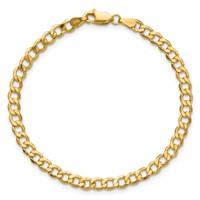 14K 4.3mm Yellow Gold Semi-Solid Curb Bracelet with Lobster Clasp - 7in view 5