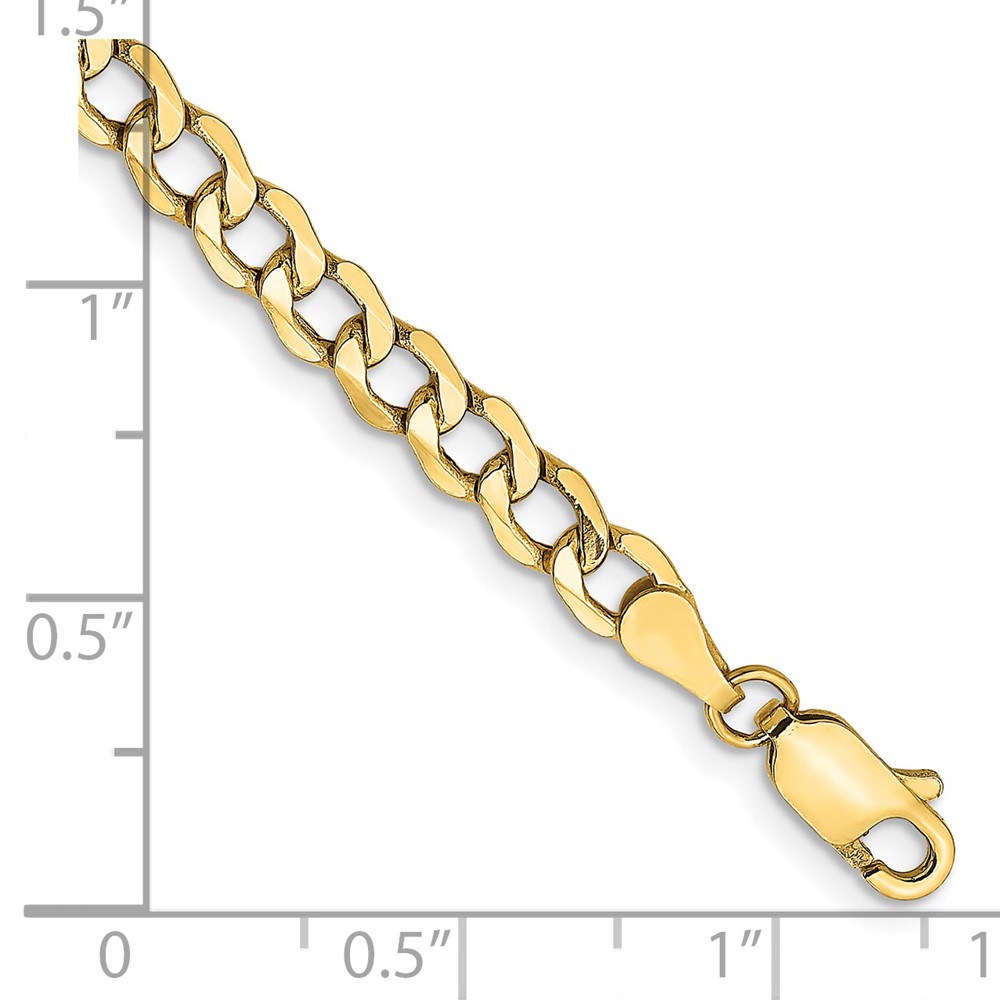 14K 10 inch 4.3mm Semi-Solid Curb with Lobster Clasp Anklet (BC107-10)