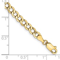 14K 4.3mm Yellow Gold Semi-Solid Curb Bracelet with Lobster Clasp - 7in view 3