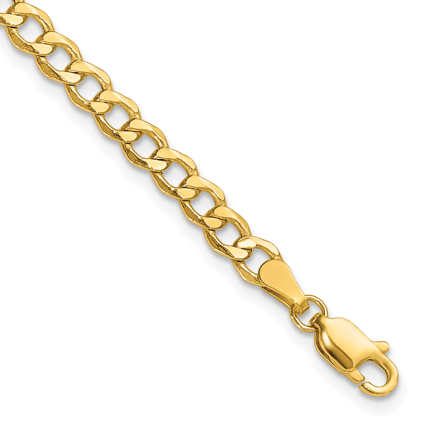 14K 9 inch 4.3mm Semi-Solid Curb with Lobster Clasp Anklet (BC107-9)