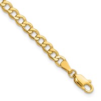 14K 4.3mm Yellow Gold Semi-Solid Curb Bracelet with Lobster Clasp - 7in view 1