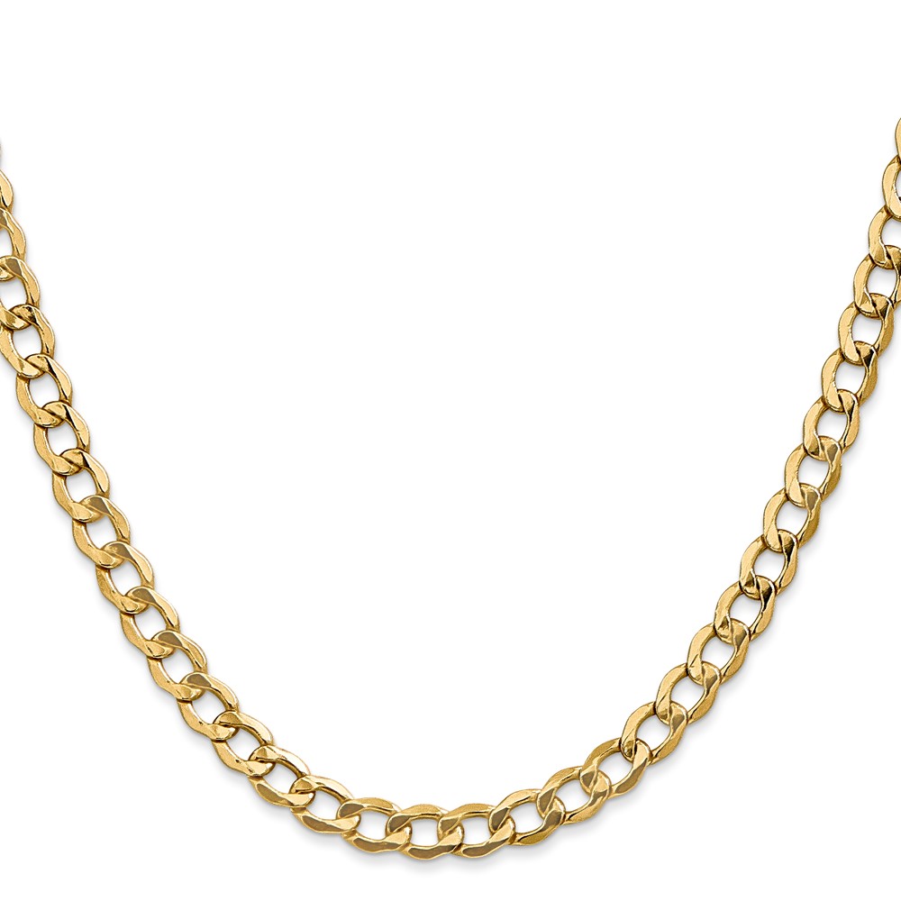 14K 22 inch 5.25mm Semi-Solid Curb with Lobster Clasp Chain (BC108-22)