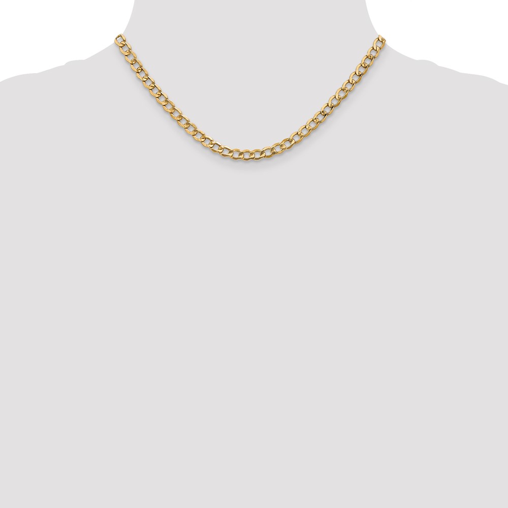 14K 16 inch 5.25mm Semi-Solid Curb with Lobster Clasp Chain (BC108-16)