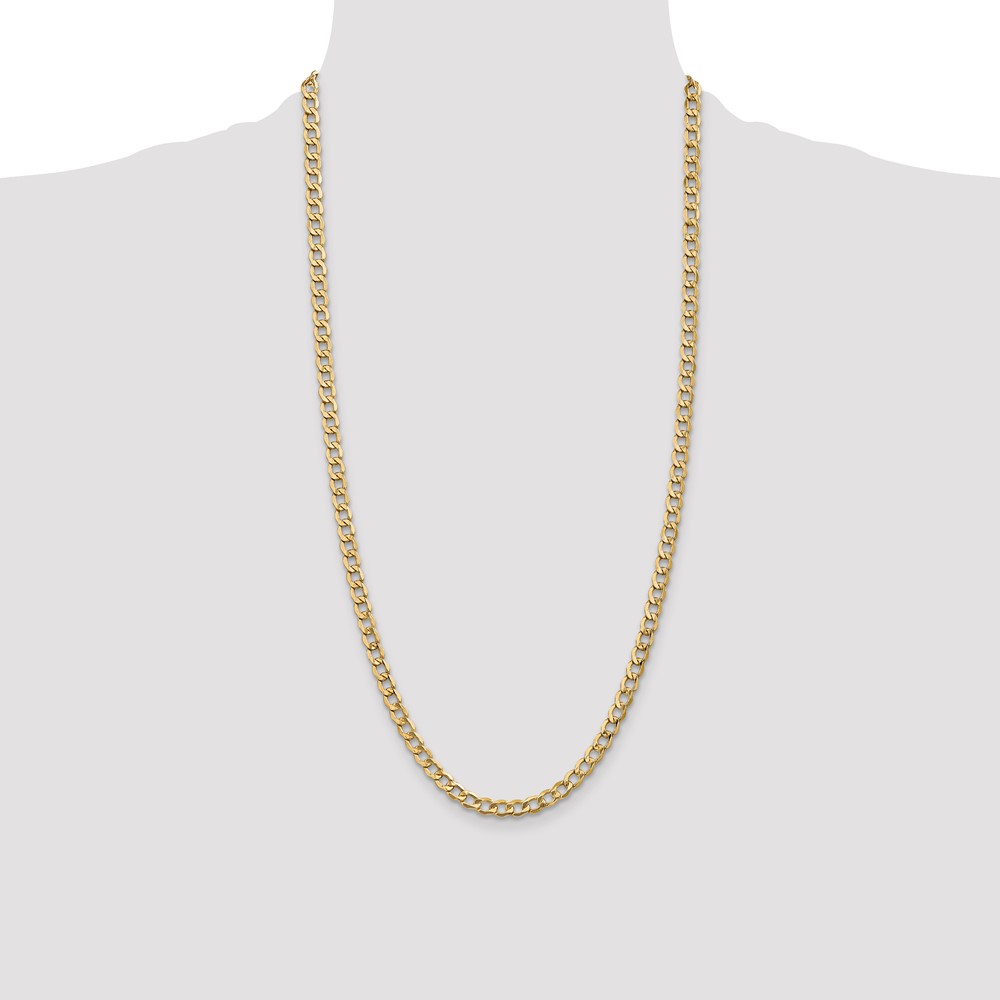 14K 28 inch 5.25mm Semi-Solid Curb with Lobster Clasp Chain (BC108-28)