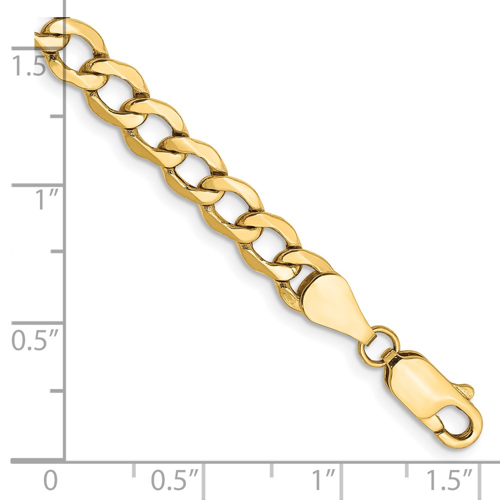 14K 7 inch 5.25mm Semi-Solid Curb with Lobster Clasp Bracelet (BC108-7)