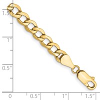 14K 5.25mm Yellow Gold Semi-Solid Curb Bracelet with Lobster Clasp - 7in view 2
