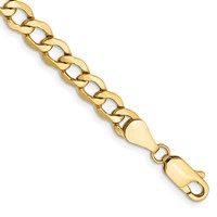 14K 5.25mm Yellow Gold Semi-Solid Curb Bracelet with Lobster Clasp - 7in view 1