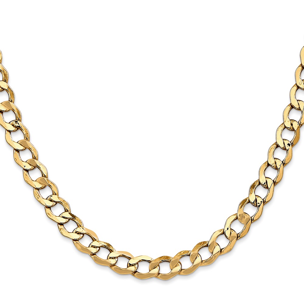 14K 18 inch 6.5mm Semi-Solid Curb with Lobster Clasp Chain (BC109-18)