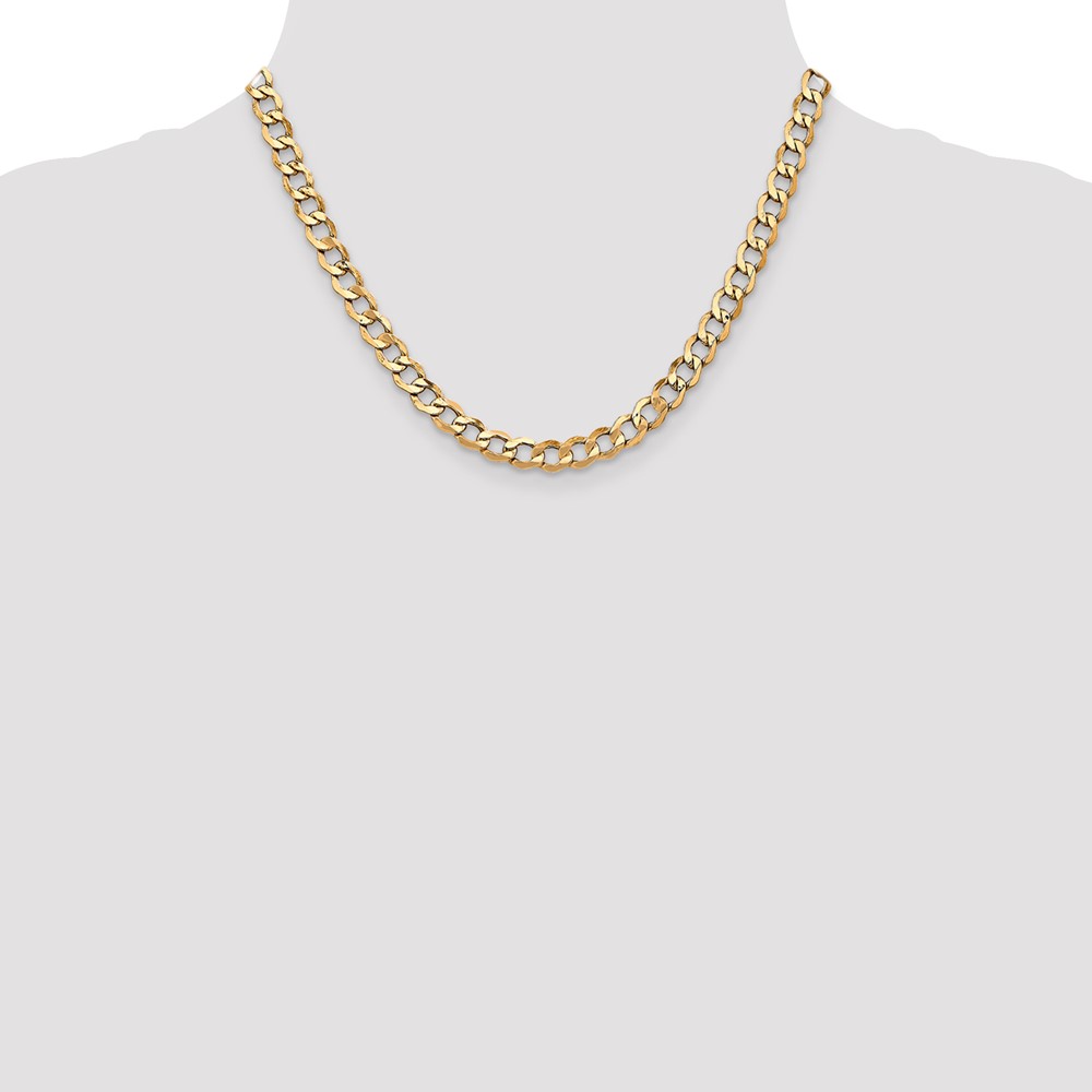 14K 18 inch 6.5mm Semi-Solid Curb with Lobster Clasp Chain (BC109-18)