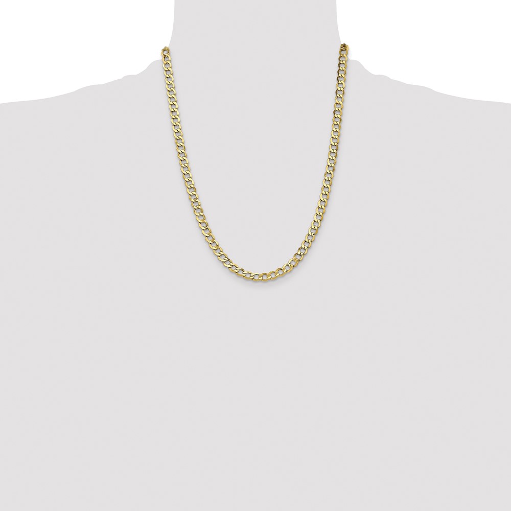 14K 22 inch 6.5mm Semi-Solid Curb with Lobster Clasp Chain (BC109-22)