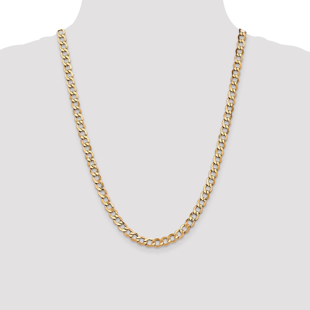 14K 24 inch 6.5mm Semi-Solid Curb with Lobster Clasp Chain (BC109-24)