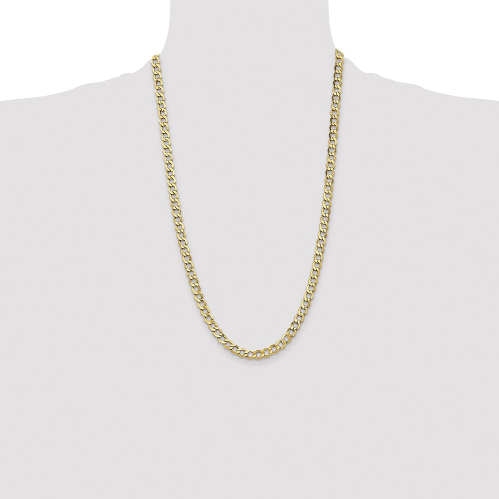 14K 26 inch 6.5mm Semi-Solid Curb with Lobster Clasp Chain (BC109-26)