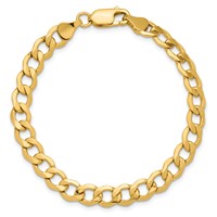 14K 6.5mm Yellow Gold Semi-Solid Curb Bracelet with Lobster Clasp, 8" view 5