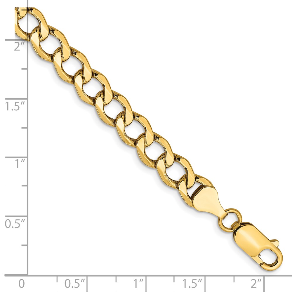14K 8 inch 6.5mm Semi-Solid Curb with Lobster Clasp Bracelet (BC109-8)