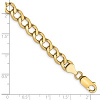 14K 6.5mm Yellow Gold Semi-Solid Curb Bracelet with Lobster Clasp, 8" view 3