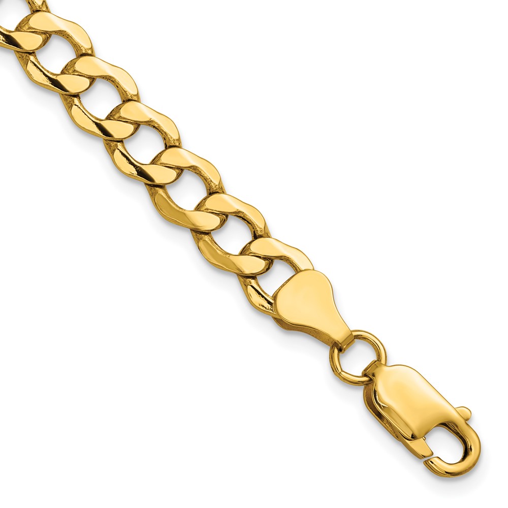 14K 8 inch 6.5mm Semi-Solid Curb with Lobster Clasp Bracelet (BC109-8)