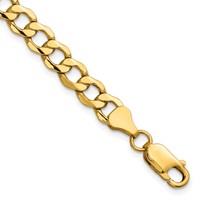14K 6.5mm Yellow Gold Semi-Solid Curb Bracelet with Lobster Clasp, 8" view 1