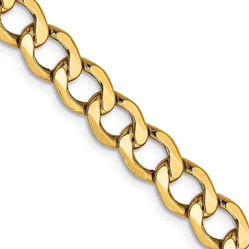 14K 20 inch 6.5mm Semi-Solid Curb with Lobster Clasp Chain